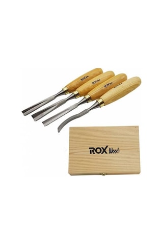 Rox Wood Ahşap Oyma Iskarpela Seti 4 Parça Ahşap Kutulu