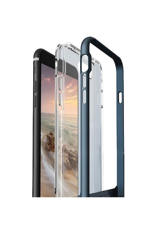 Vrs Design Apple Uyumlu iPhone 8 Plus / 7 Plus Crystal Bumper Kılıf Steel Blue