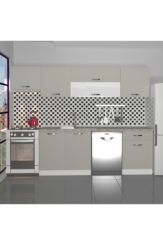 Decoraktiv Elite 280y Mdf Hazır Mutfak Dolabı - Tezgah Dahil - Kumtaşı Kum Beji