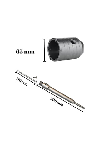 Tomax Sds Plus Elmaslı Beton Delme Ucu 65 Mm Panç + 200 Mm Adaptör