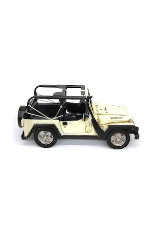 Hediyelik Metal Beyaz Arazi Jeep Araba Otomobil Büyük Boy Dekor