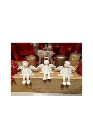 3d 3 Lü Mini Melek Figürü Dekoratif Masaüstü Biblo Seti