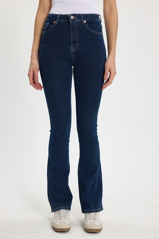 Tudors Kadın Regular Fit Klasik Kesim Pamuklu Likralı İspanyol Paça Lacivert Jean Kot Pantolon-50788