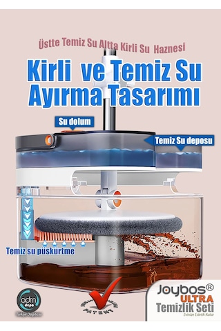 Joybos Temiz ve Kirli Suyu Ayıran 2 Başlıklı Temizlik Seti