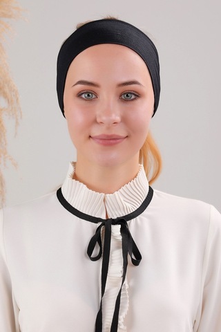 Melodi Scarf Sihirli Yapışkanlı Kaymayan Bandana Spor Bone Siyah Siyah