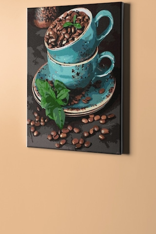 Webstyle Sayılarla Boyama Seti Kasnaklı Mavi Fincanlar 60x75 Cm