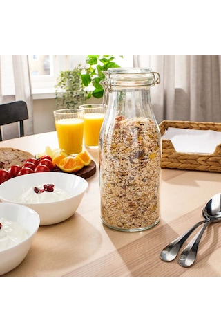 Ikea Korken Gıda Kavanozu 1000 Ml 23 Cm Şeffaf