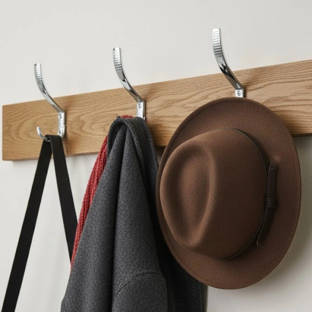 Uzun Noktalı Metal Askı Şık Portmanto Askılık Dolap Mobilya Askısı Vidalar Dahil Krom