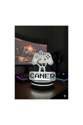 Kişiye Özel Led Işıklı Gaming Masa Lambası İsim Yazılı Oyuncu Gece Lambası Çok Renkli