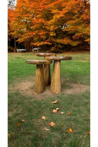 Simillo Wood Wooden Ahşap 3 Lü Set Fitilli Mantar Yan Sehpa Modern Koyu Ceviz Ren Kod:5498049654547 Koyu Ceviz