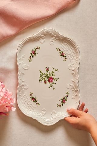 Karaca Vintage Rose Kayık Tabak 35 Cm Çok Renkli