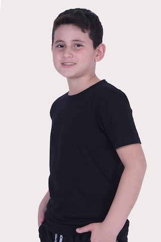 Fyk Kids Düz Model Farklı Renk Seçeneği Ile Unisex Çocuk Tişört Siyah