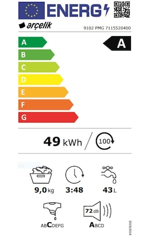 Arçelik 9102 PMG 1000 Devir 9 KG Çamaşır Makinesi