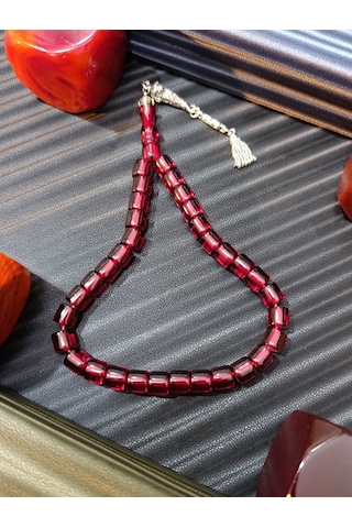 Çubuk Kehribar Tesbih Derin Bordo