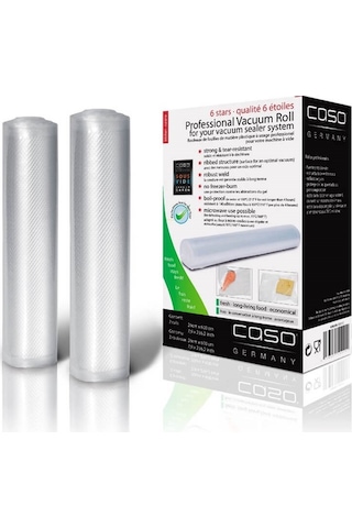 Caso 01221 Plastik Vakum Rulosu 20X600Cm 2 Rulo Çok Renkli