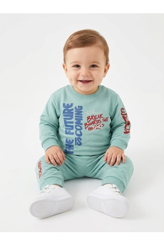 Aydınlar Bebe Organik Pamuk Erkek Bebek 2li Takım Mint Yeşili