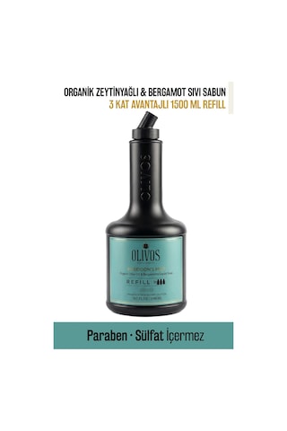 Poseidon S Mist Zeytinyağlı Bergamot Kokulu Sıvı Sabun Refill 1500 Ml 3x500 Ml Ekonomik Paket