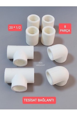 Pvc Boru 20 1/2 Pprc Kalorifer Doğalgaz Su Tesisatı Bağlantı Parçaları Seti 8 Parça
