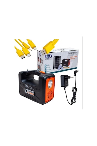 Premium Rt-902 Güneş Enerjili Solar Şarjlı Bluetoothlu Mp3-radyolu Çadır Kamp Aydınlatma Fener Seti 1 A