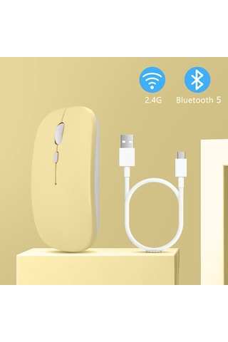 Huawei Uyumlu Tablet Şarj Edilebilir Sessiz Mouse Bluetooth + 2.4hz Wifi