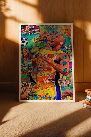Kobe Bryant Çerçeveli Tablo Basketbol Severlere Hediye Street Art