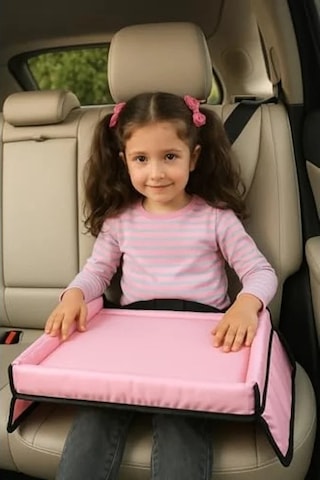 Çocuk Seyahat Tepsisi Araba Koltuğu İçin Aktivite Ve Oyun Masası, Organizerli Yolculuk Masası Pembe