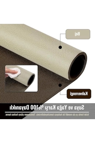 Çift Renk Dikişli Pu Deri Masa Matı - 80x40 Cm, Su Geçirmez 103 Ivory