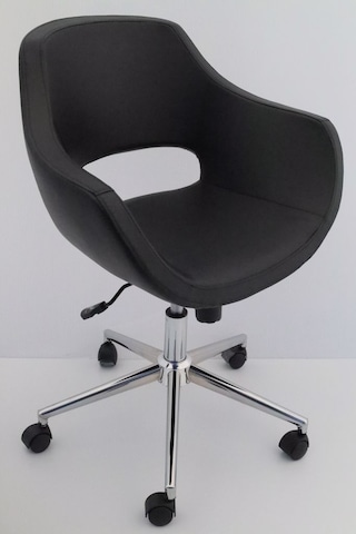 Ultra Siyah Deri Ofis Çalışma Sandalyesi