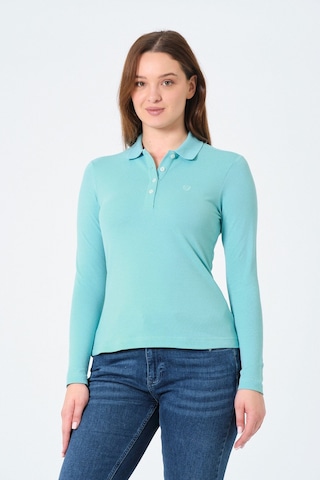 Msw Kadın Uzun Kollu Regular Fit Polo Yaka T-shirt Su Yeşili