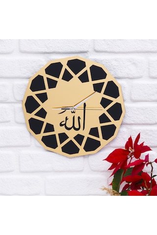 Deepcraft Dekoratif Şeffaf Akrilik Sessiz Akar Duvar Saati Salon,mutfak,ofis Saati -gold Siyah Allah Akrilik