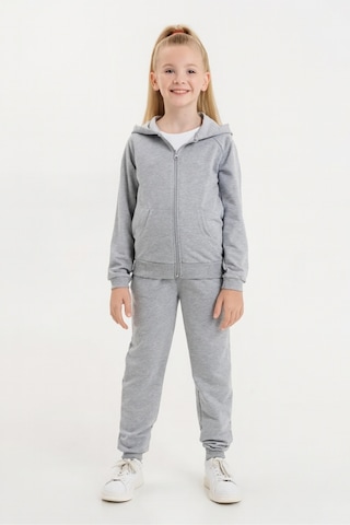 Kız - Erkek Çocuk Basic Fermuarlı Okul Eşofman Takımı Ak0785 Gri