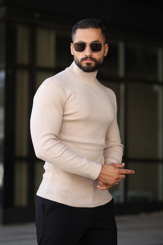 3'lü Paket Yarım Boğazlı Erkek Kazak Bej - Siyah