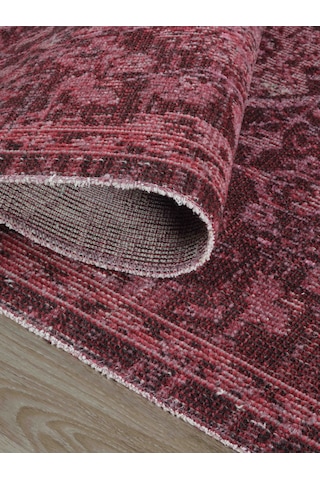 Antik 1116 Klasik Vintage Salon Halısı Bordo Retro Mutfak Halısı Tozumaz İnce Makine Halısı Bordo