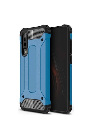 Noktaks - Huawei Uyumlu Huawei P30 - Kılıf Çift Katman Zırh Tank Crash Military Kapak - Gri