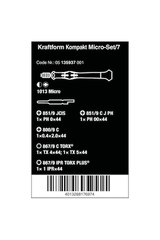 Wera Kraftform Kompakt MicroSet7 7Parçalı 05135937001