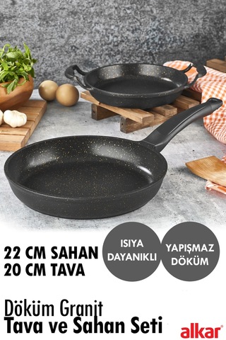 Döküm Isıya Çizilmez Yanmaz Tava Ve Sahan Seti 22 Cm Sahan 20 Cm Tava Seti Diğer
