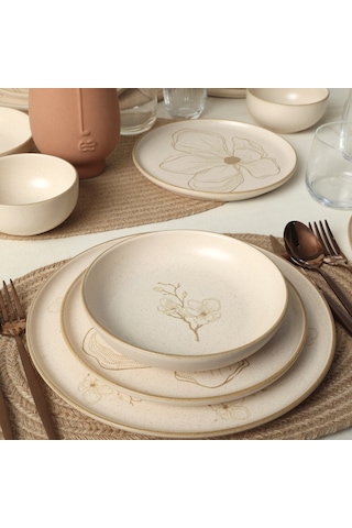 Keramika Taupe Bloom Nordıc Yemek Takımı 24 Parça 6 Kişilik 22519-20-28-29 Kahverengi