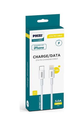 Phixi Basic CB412L 1 M Type-C to Lightning USB Şarj Kablosu Beyaz