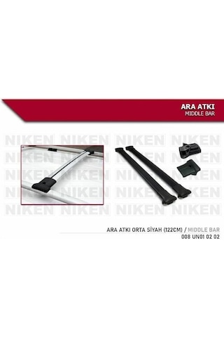 Araç Üstü Ara Atkı Bagaj Taşıyıcı Siyah Yanlardan Sıkıştırmalı Alüminyum 122cm Uzunluk