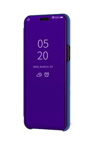 Huawei Mate 20 Pro Aynalı Kapaklı Lüx Kılıf Mavi
