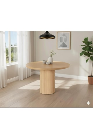 Verona Doğal Ahşap Yuvarlak Yemek Masası Takımı 4 Kişilik Modern Scandinavian Stil Naturel Beyaz