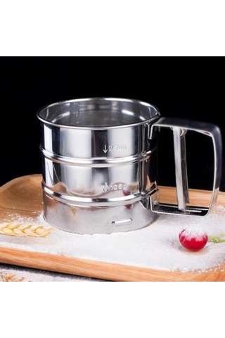 Paslanmaz Çelik Un Elek Bardak Tozu Elek Örgü Kek El Elemeli Şeker Örgü Elek Pişirme Elek Süzgeç Mutfak Gadget Gümüş