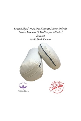 Remege Meditasyon Minderi & Bolster Minderi İkili Set Krem Kr3 Bej
