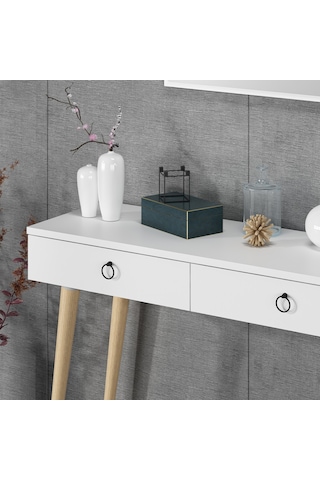 Dekorosso Arden Ahşap Ayaklı Kare Aynalı Modern Dekoratif Dresuar (497931991) Beyaz