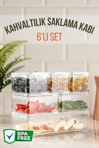 Nandy Home 6'lı Clear Kahvaltılık Saklama Kabı Seti Şeffaf