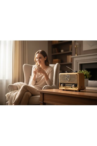 Rt-720 Nostalji Radyo Ahşap Görünüm Radyo,trend Tasarım Güneş Panelli Nostalji Radyo