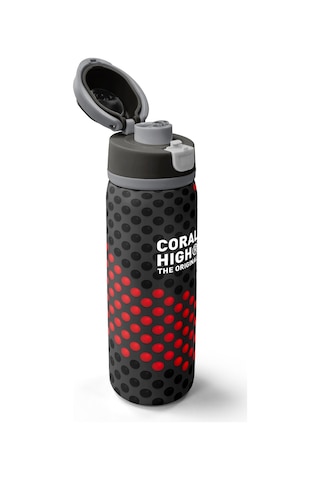 Coral High Siyah Kırmızı Desenli Pipetli Ve Direkt İçim Çelik Termos 800 Ml 38511 Siyah - Kırmızı