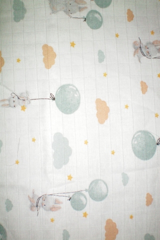 More Home 1 Adet Tafşanlı 90x90 Cm %100 Pamuk Tek Katlı Müslin K Beyaz - Sarı