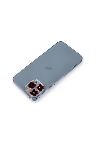 Apple İphone 12 Pro Metal Kamera Lens Koruma Cam - Kırmızı