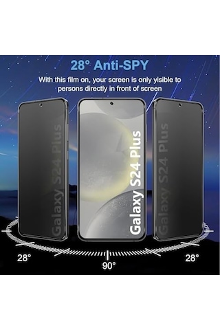 Galaxy S24 Plus İçin Privacy Temperli Cam 2 Adet - Yanlardan Siyah Görünüm, Kavisli Kenar, Parmak İzi Azaltıcı, Ultra İnce 0.3mm, Hassas Kesim